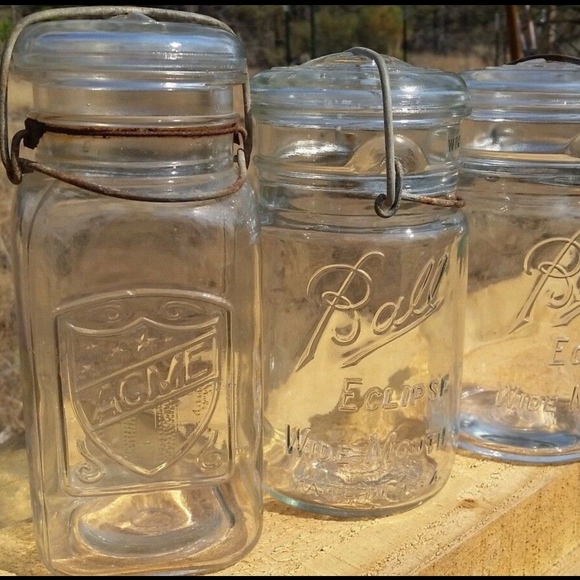 Vintage Other - 3 VTG Wire Closure Ball & ACME Mason Jars